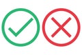 right and wrong icon with green and red, correct and incorrect symbol to guarantee the idea Royalty Free Stock Photo