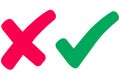 right and wrong icon with green and red, correct and incorrect symbol to guarantee the idea Royalty Free Stock Photo