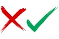 right and wrong icon with green and red, correct and incorrect symbol to guarantee the idea Royalty Free Stock Photo
