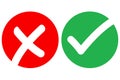 right and wrong icon with green and red, correct and incorrect symbol to guarantee the idea Royalty Free Stock Photo