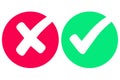 right and wrong icon with green and red, correct and incorrect symbol to guarantee the idea Royalty Free Stock Photo