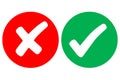 right and wrong icon with green and red, correct and incorrect symbol to guarantee the idea Royalty Free Stock Photo