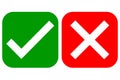 right and wrong icon with green and red, correct and incorrect symbol to guarantee the idea Royalty Free Stock Photo