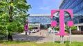 Sign T Mobile.. Company signboard T Mobile.. T-Mobile Office Park. It is the most ecological office building in Poland.