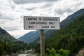 Sign in the Targhee National Forest, near Alpine Wyoming for camping in desingated campgrounds only May 1 through Labor Day