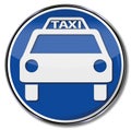 Sign taxi and taxi vehicle