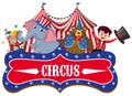 Sign template for circus with many animals Royalty Free Stock Photo