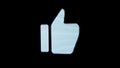 Sign template isolated on black background. Animated social media symbol hand showing thumb up, like icon reaction on Royalty Free Stock Photo