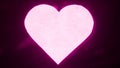 Sign template isolated on black background. Neon pink social media symbol in the form of a heart glowing in the dark