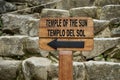 Sign for The Temple of The Sun at The Ancient 15th-century Inca citadel of Machu Picchu, Peru, October 6, 2023.