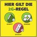 German 2G Rule sign, access for vaccinated and recovered people