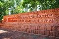 Sign of Thai language means Sadok Kok Thom Historical Park.