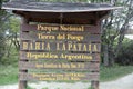 Sign in Tierra del Fuego National Park. Ushuaia. Argentina
