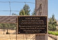 Sign at tiny vineyard of San Lorenzo Seminary, Santa Inez, CA, USA