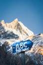 Sign to the ABC on the Annapurna Base Camp Trek, Nepal Royalty Free Stock Photo