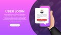 Sign in to account, user authorization, login authentication page concept. Smartphone with login and password form page Royalty Free Stock Photo