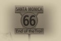 The sign to mark the end of the historic Route 66 in Santa Monica, Calfornia Royalty Free Stock Photo