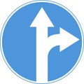 The sign to move straight or to the right.
