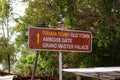 Sign to Rhodes old town through the Amboise Gate and to the Grand Master Palace