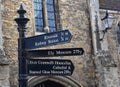 Sign for tourist attractions in Ely, Cambridgeshire, UK