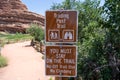 Sign for the Trading Post Trail in Red Rocks Park and amphitheater in Morrison Colorado Royalty Free Stock Photo