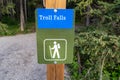 Sign at the Troll Falls waterfall trailhead in Kananaskis Country Canada Royalty Free Stock Photo