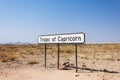 Sign of the Tropic of Capicorn in Namibia