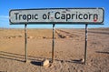 Sign of Tropic of Capricorn on C14 Namibia or the Southern Tropic Royalty Free Stock Photo