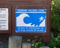 A sign for a Tsunami Hazard Zone