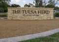 Sign for the Tulsa Herd Grand Monument at LaFortune Park in Tulsa, Oklahoma.