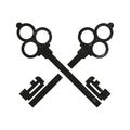 Sign of two vintage retro crossed keys Royalty Free Stock Photo