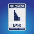 The Sign United states of America with message, Idaho and map on Blue Background vector art image illustration Royalty Free Stock Photo