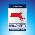 The Sign United states of America with message, Massachusetts and map on Blue Background vector art image illustration Royalty Free Stock Photo