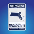 The Sign United states of America with  message, Massachusetts and map on Blue Background vector art image illustration Royalty Free Stock Photo