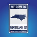 The Sign United states of America with message, North Carolina and map on Blue Background vector art image illustration Royalty Free Stock Photo
