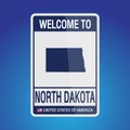 The Sign United states of America with message, North Dakota and map on Blue Background vector art image illustration Royalty Free Stock Photo