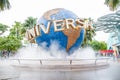 Sign of UNIVERSAL STUDIOS, Famous Theme Park on Resorts World Sentosa Royalty Free Stock Photo