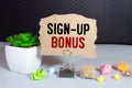 Sign-up bonus. Text on a dark chalk board Royalty Free Stock Photo