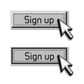 Sign up Button with a Pointer in Style of Retro Operating System
