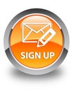 Sign up (edit mail icon) glossy orange round button Royalty Free Stock Photo