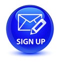 Sign up (edit mail icon) glassy blue round button Royalty Free Stock Photo