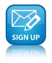 Sign up (edit mail icon) special cyan blue square button Royalty Free Stock Photo