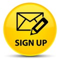 Sign up (edit mail icon) special yellow round button