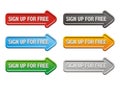 Sign up for free butons - arrow buttons Royalty Free Stock Photo