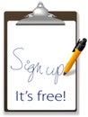 Sign up free clipboard pen website icon