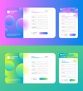 Sign up login form for mobile and desktop app and web site, purple blue neon and yellow green set Royalty Free Stock Photo