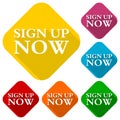 Sign up now icons set with long shadow Royalty Free Stock Photo
