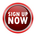 Sign Up Now round metallic red button Royalty Free Stock Photo