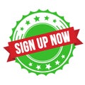 SIGN UP NOW text on red green ribbon stamp Royalty Free Stock Photo