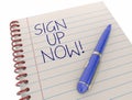 Sign Up Register Join Participate Writing Notepad Royalty Free Stock Photo